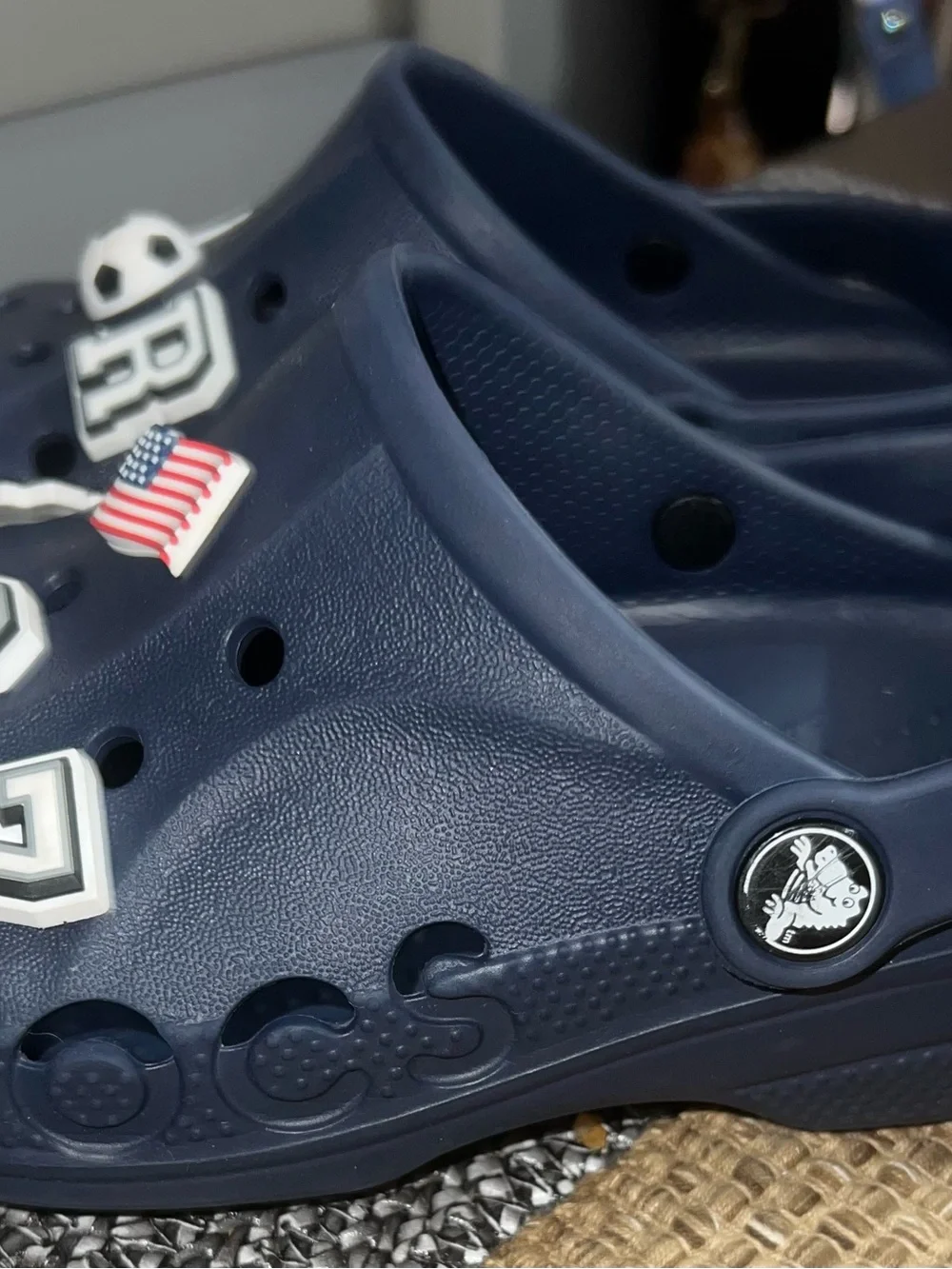 CROCS Kids Navy Blue Clog Sandals with Sports and Number Charms
